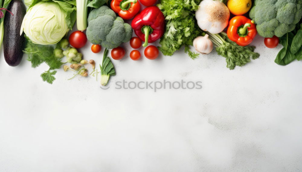 Similar – Image, Stock Photo Organic farm vegetables and ingredients for healthy cooking