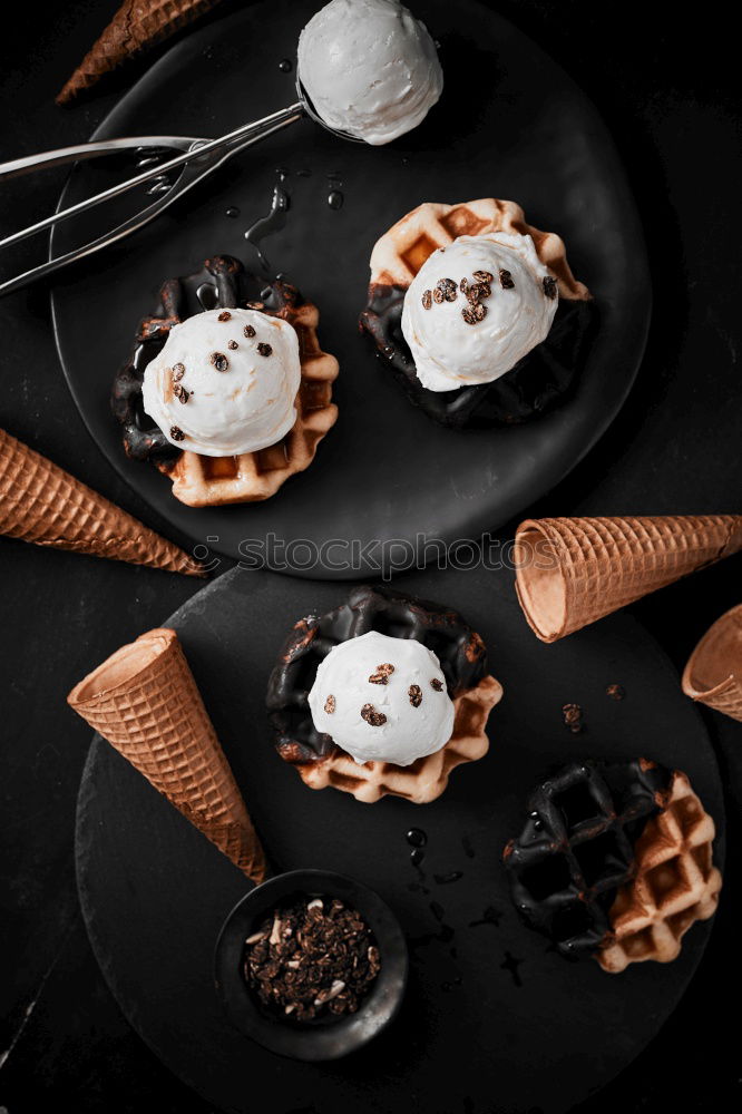 Similar – Image, Stock Photo Apple pies with slice and hot chocolate.