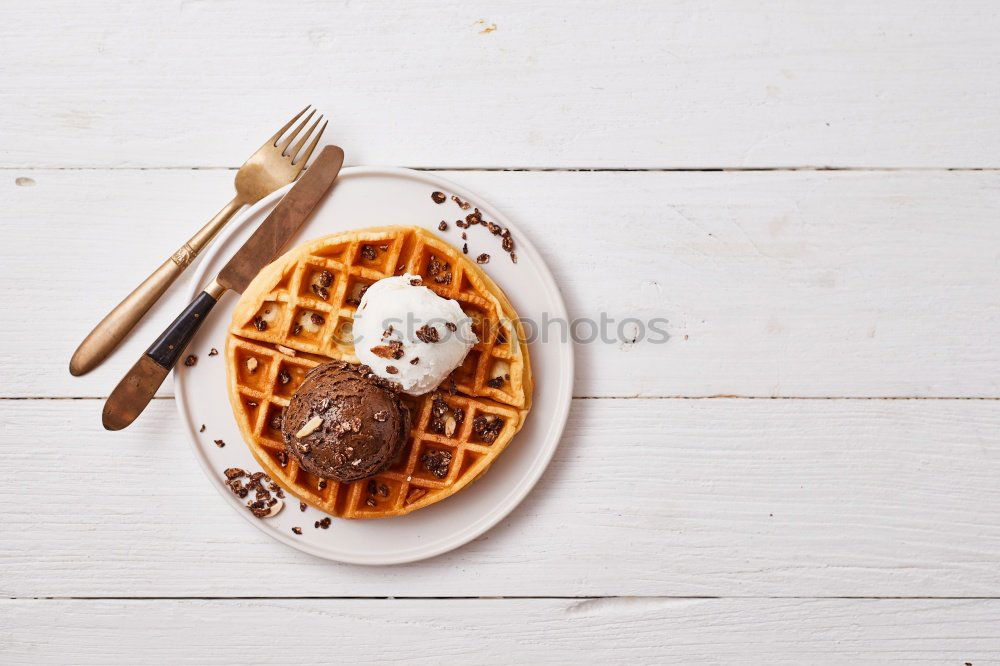 Similar – Breakfast belgian with waffles with ice cream