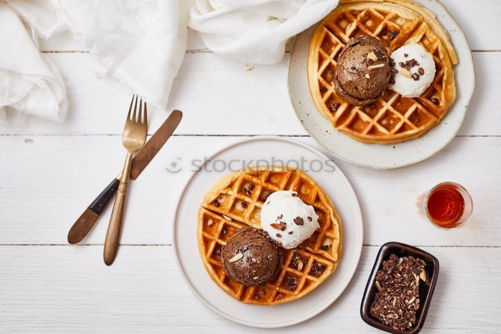 Similar – Image, Stock Photo Breakfast belgian with waffles with ice cream