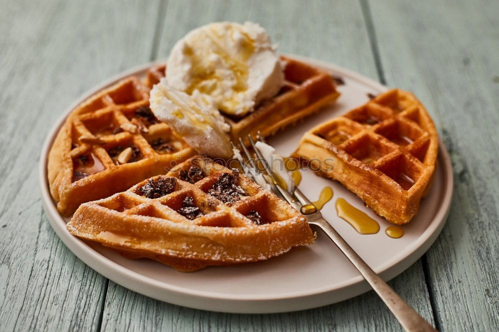 Similar – Image, Stock Photo Breakfast belgian with waffles with ice cream