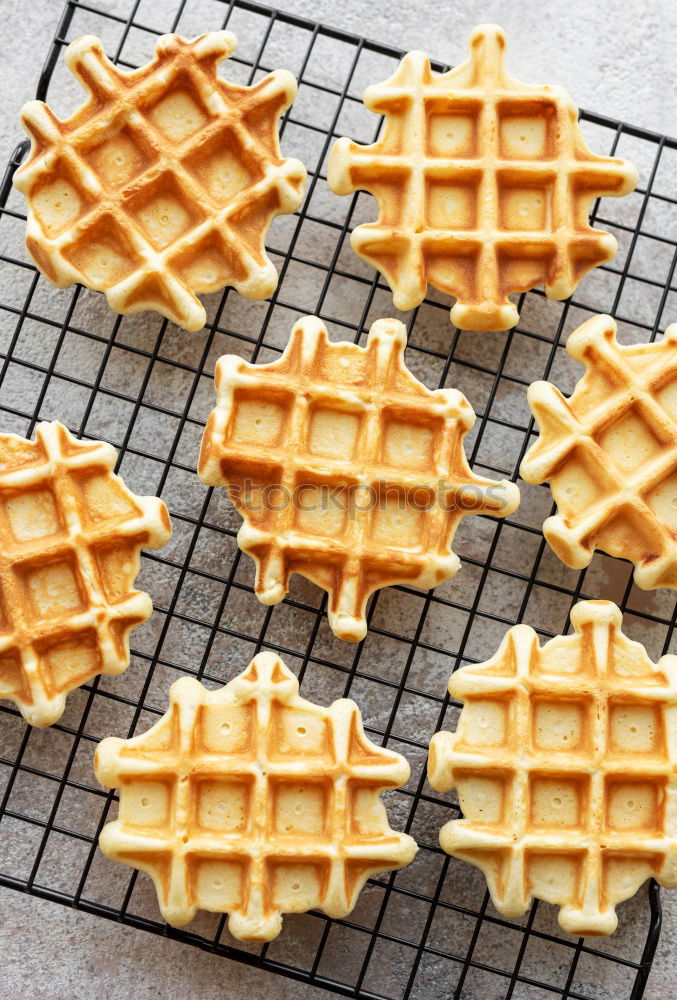 Similar – Image, Stock Photo Breakfast belgian with waffles with ice pattern