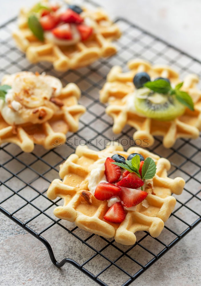 Similar – Image, Stock Photo Delicious tartlets with raspberries and blueberries