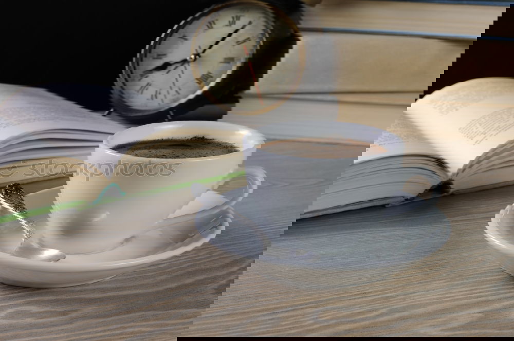 Image, Stock Photo A cup of coffee on a leather couch