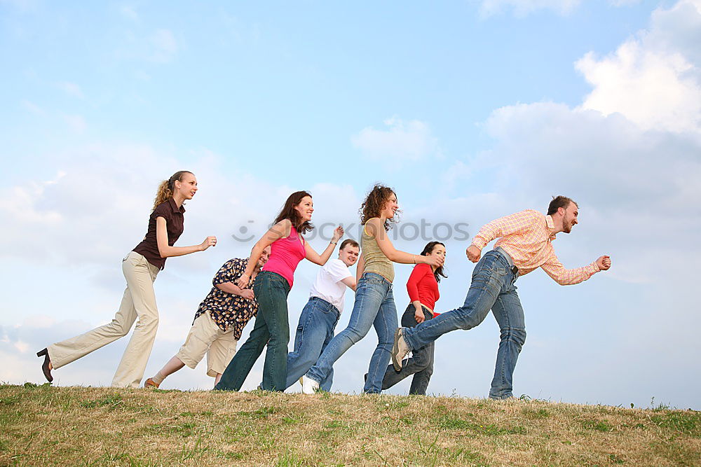 Similar – Image, Stock Photo Brothers and sisters on outdoor chairs