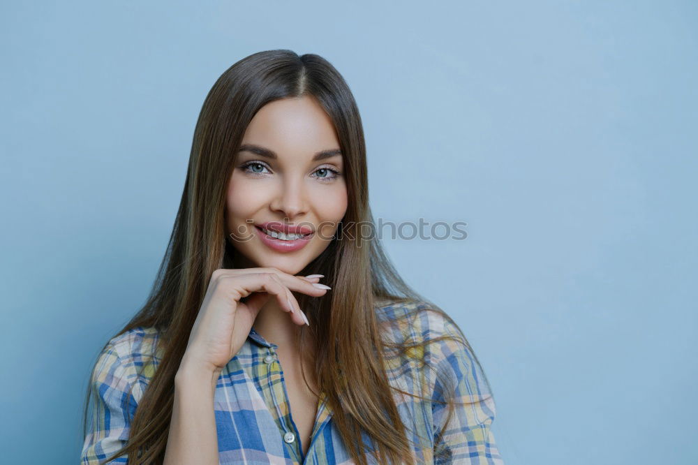 Similar – Image, Stock Photo Happy young woman seating in a restaurant