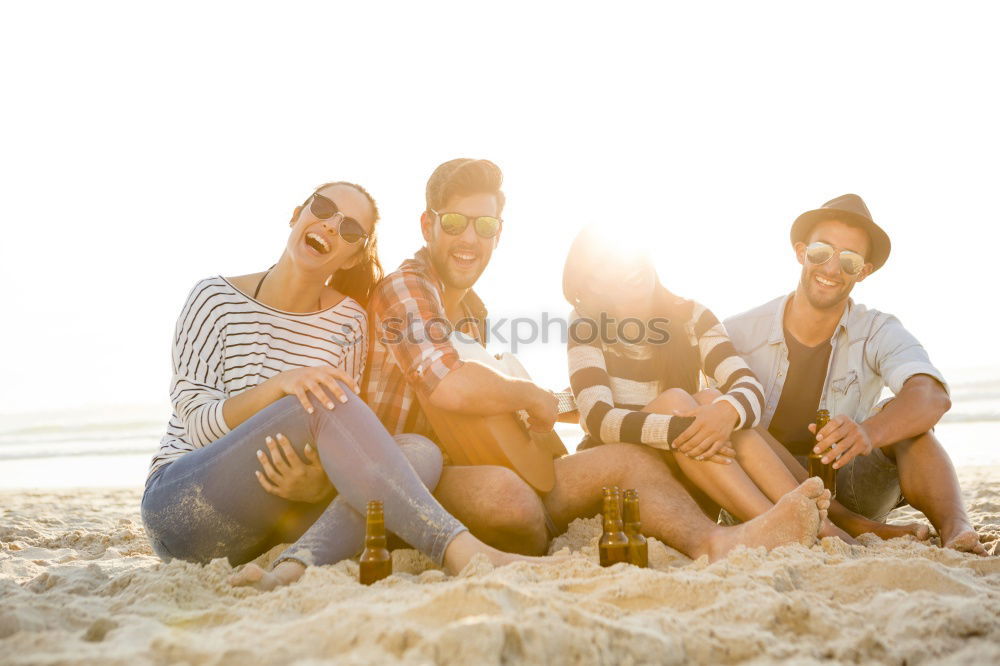 Similar – Image, Stock Photo Friends cheering with beers at outdoor party in summer