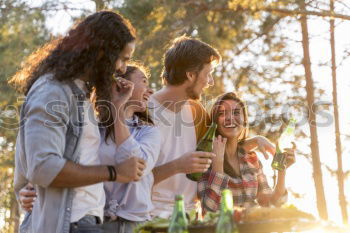 Image, Stock Photo Happy young adult couple with cute puppy