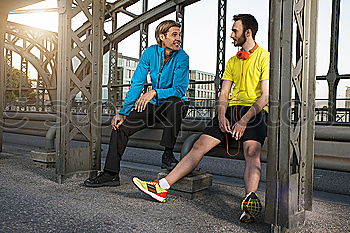 Similar – Image, Stock Photo Young couple exercising at the waterfront