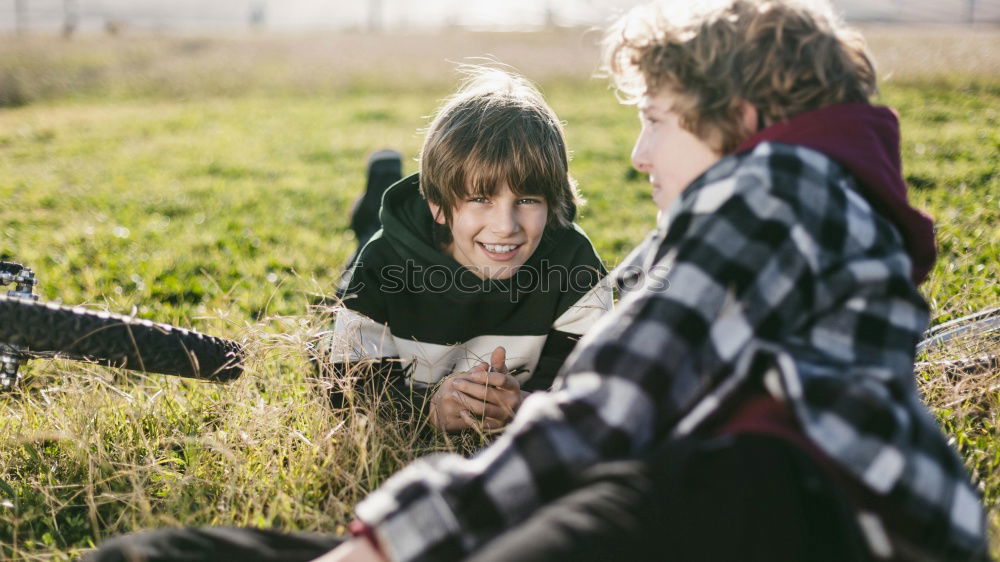 Similar – Image, Stock Photo A Sensitive Sibling Behind Leaves