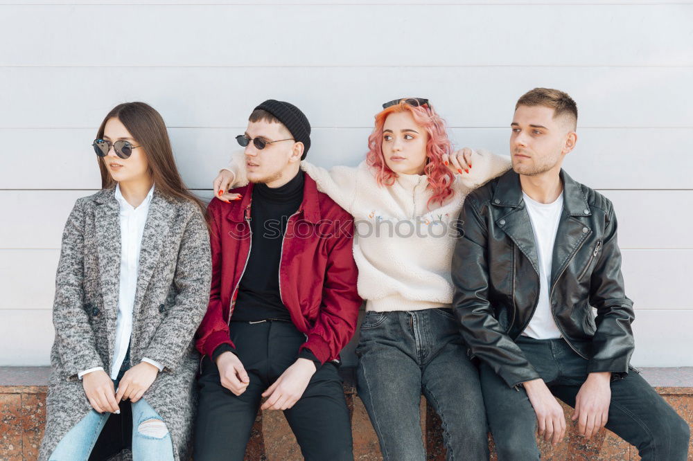 Similar – Image, Stock Photo Group of friends in the street with smartphone