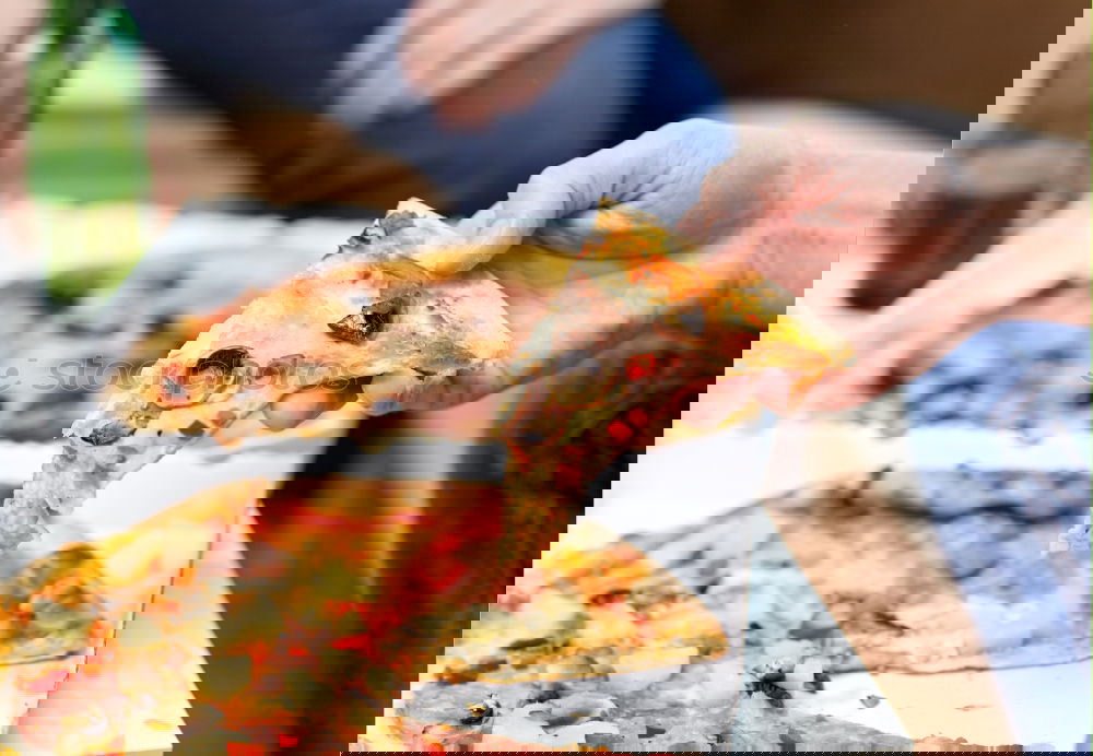 Similar – Image, Stock Photo Pizza Meat Cheese Eating