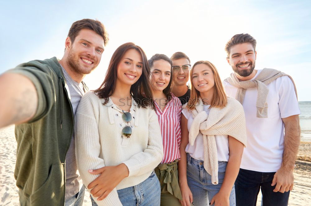 Similar – Image, Stock Photo Group of multi-ethnic young people having fun together outdoors in urban background