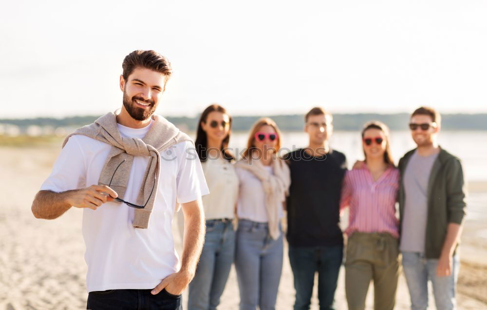 Similar – Image, Stock Photo Group of multi-ethnic young people having fun together outdoors in urban background