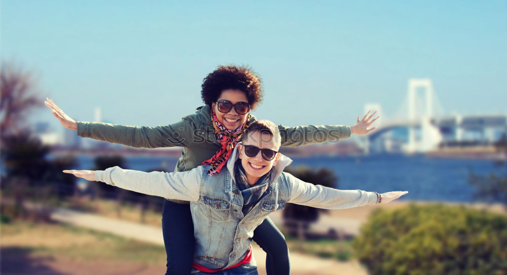 Similar – Image, Stock Photo Young happy couple doing a mobile video call