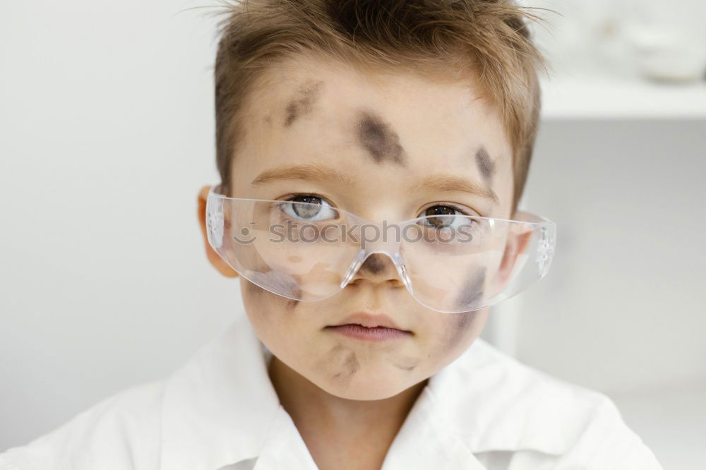 Similar – Image, Stock Photo boy with a plaster on His face