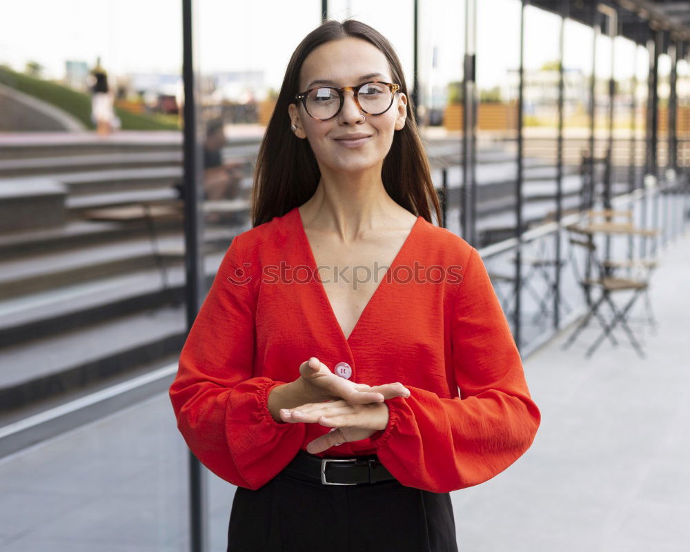 Similar – Image, Stock Photo Woman in whites at modern building