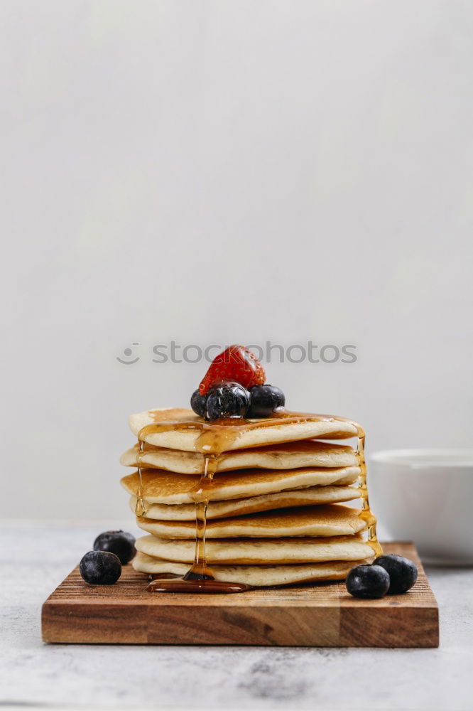 Image, Stock Photo Pancakes with raspberries and blueberries on white