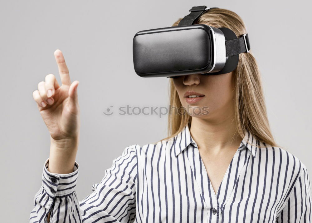 Similar – Image, Stock Photo Woman with VR glasses