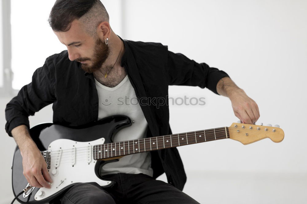 Similar – Image, Stock Photo outdoor photo session with a bass player and his instruments