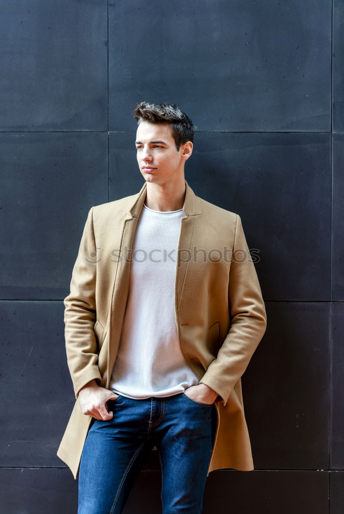 Similar – Image, Stock Photo Young man wearing winter clothes standing in the street