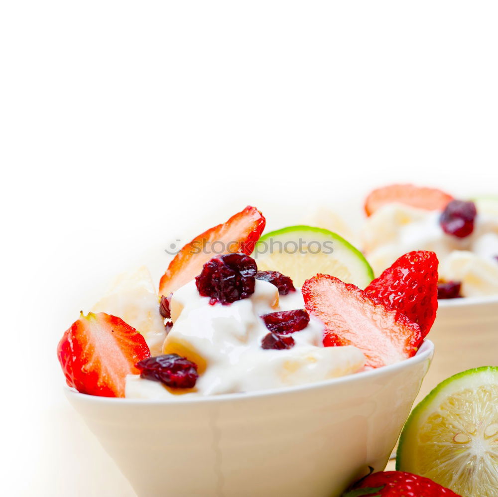 Similar – Image, Stock Photo Chia pudding Strawberry parfait with greek yogurt and nuts