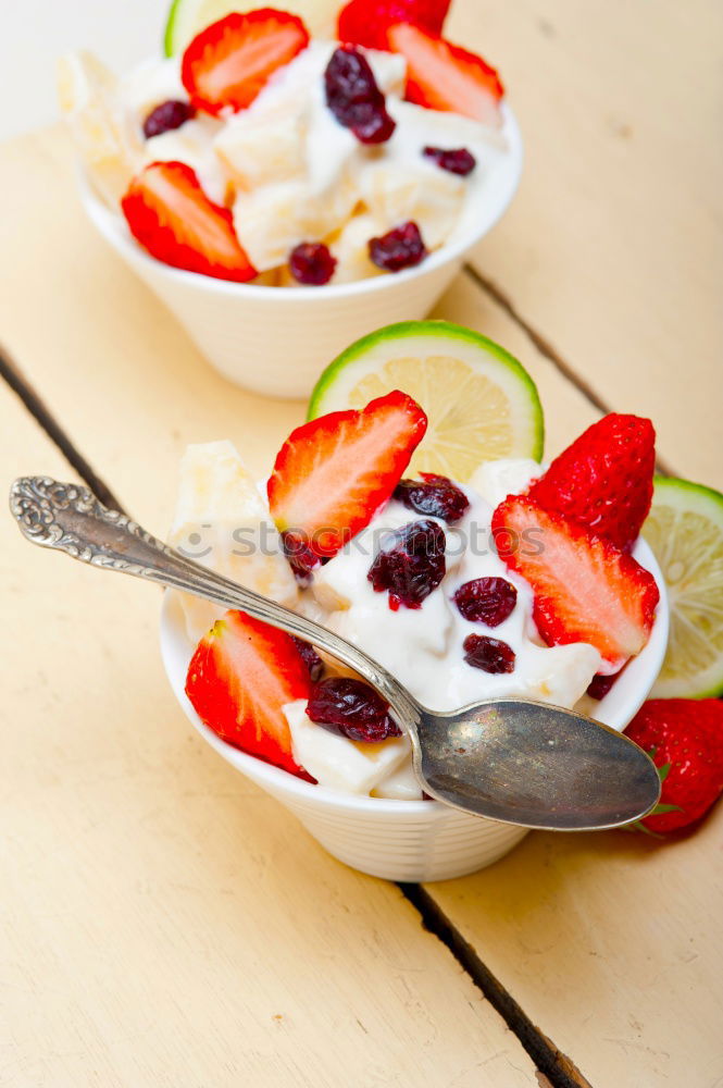 Similar – Oat flakes with milk and berries