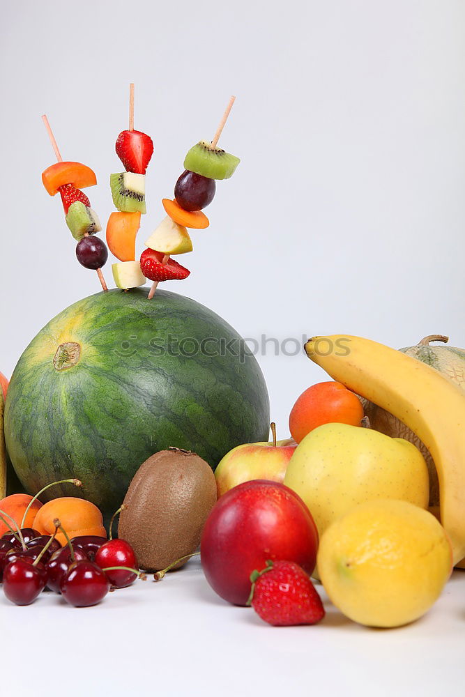 Similar – Image, Stock Photo colorful tropical fruits on blue wooden background