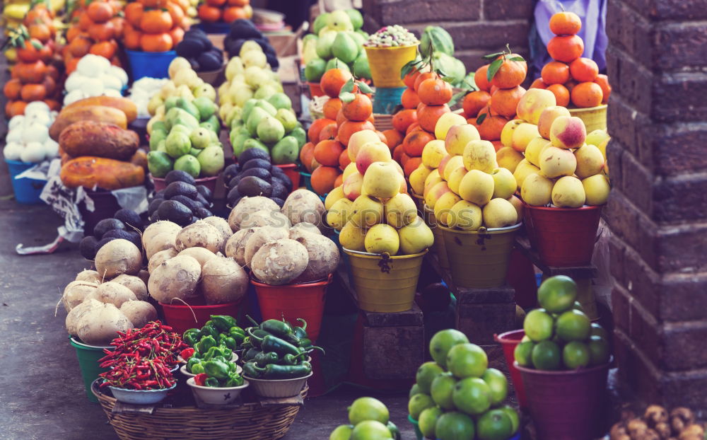 Similar – Image, Stock Photo Colourful fruit and vegetable market stall