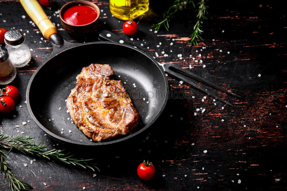 Similar – Image, Stock Photo Sliced grill steak on cutting board with wine and spices