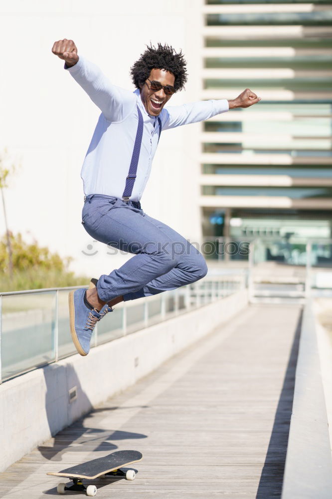 Similar – Image, Stock Photo Black man doing stretching after running outdoors
