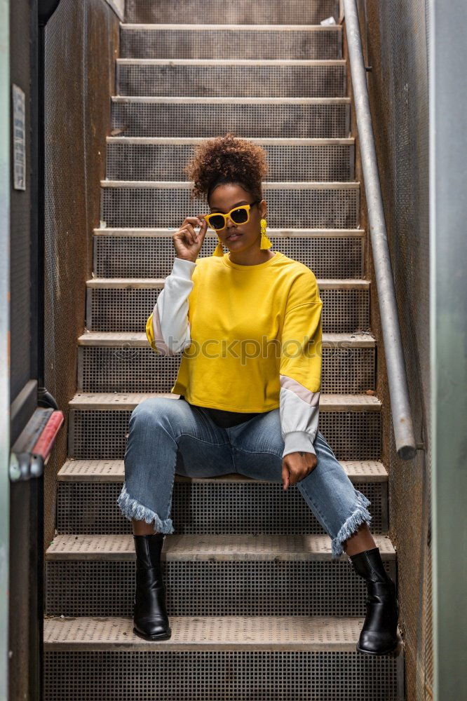 Similar – Image, Stock Photo Stylish woman posing at fence