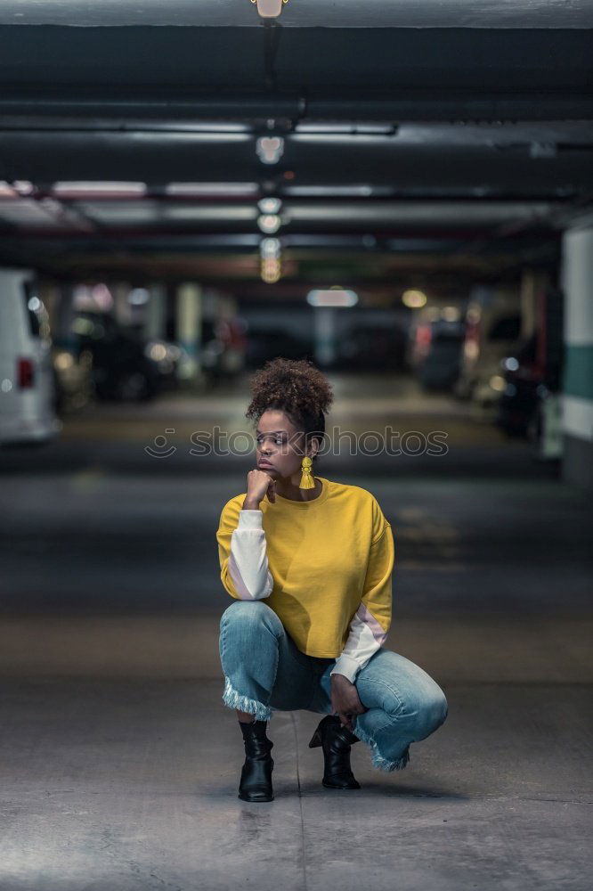 Similar – Image, Stock Photo Pretty woman posing at case