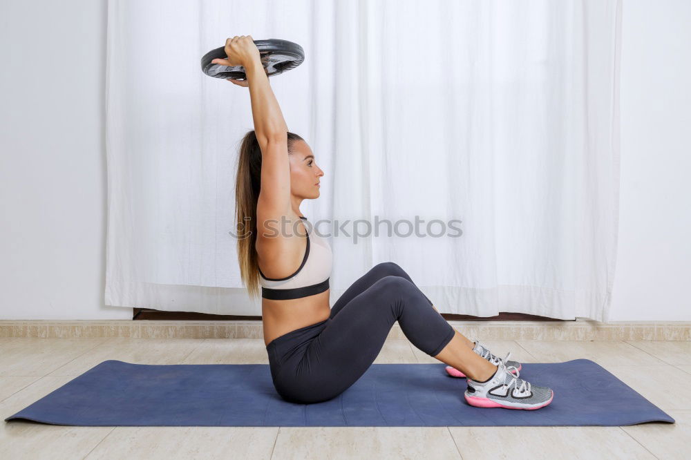Similar – Image, Stock Photo Fit young woman doing side planks