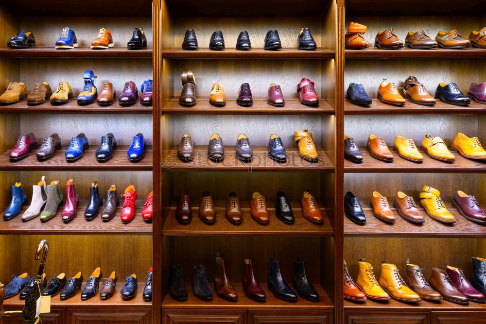 Similar – Image, Stock Photo Shelves with different shoes