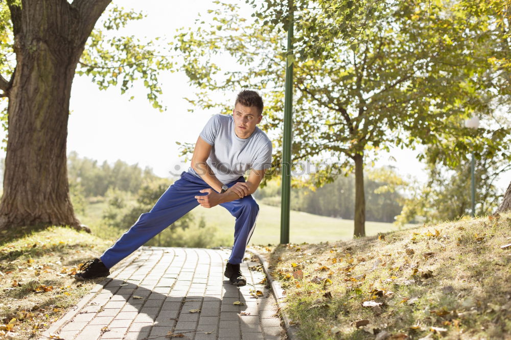 Similar – Image, Stock Photo Side view of one senior caucasian athlete man training