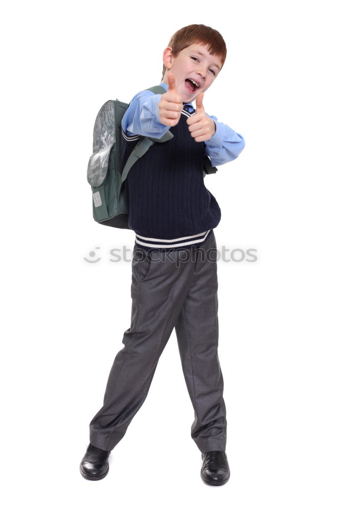 Similar – Image, Stock Photo Happy little boy with bicycle standing on road