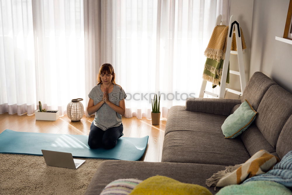 Similar – Woman stretching in bed