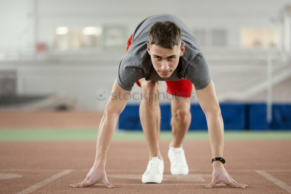 Similar – Image, Stock Photo Sportsman running upstairs on stadium