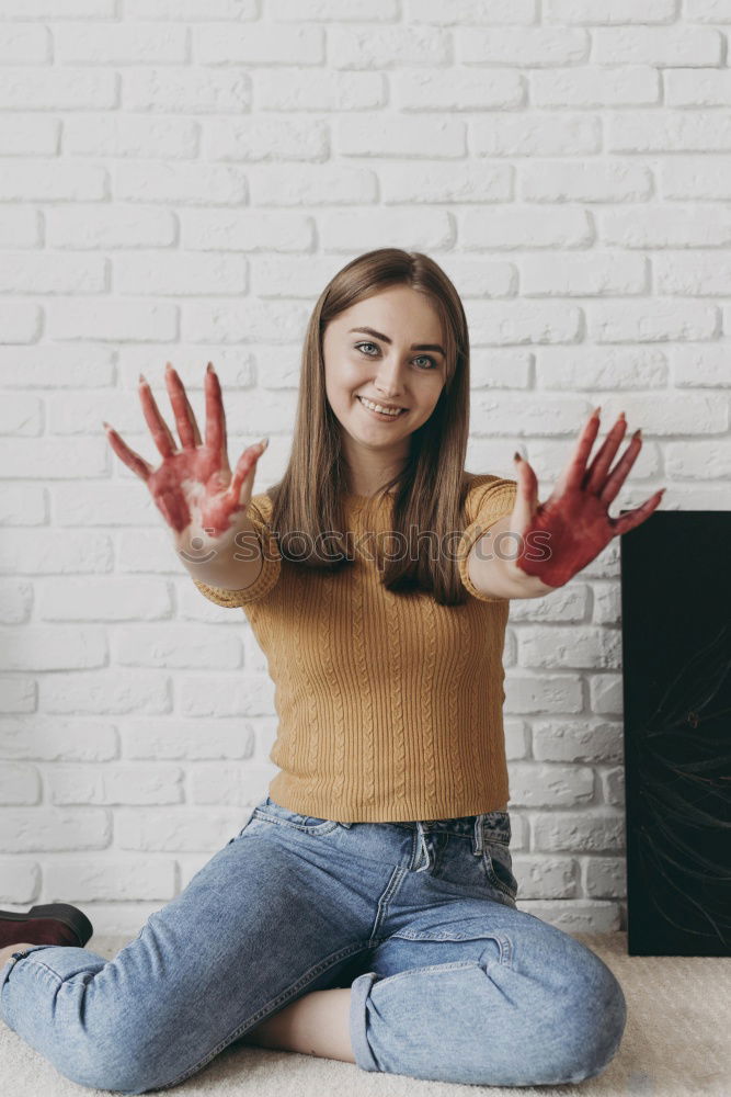 Similar – Image, Stock Photo Woman with book on sofa