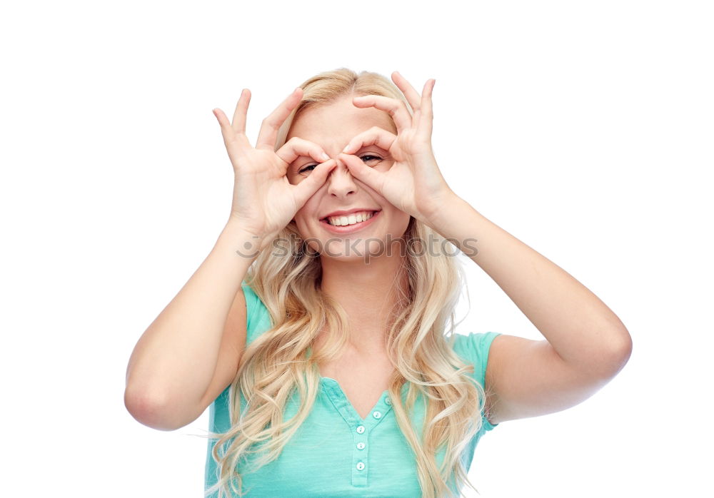 Similar – Image, Stock Photo Caucasian women making funny face with chocolate donuts