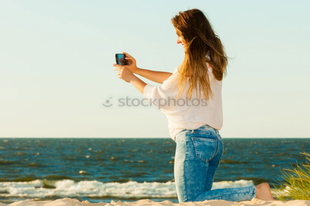 Similar – Image, Stock Photo Selfie at the beach