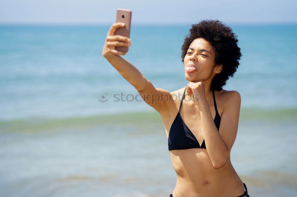 Image, Stock Photo Two girls taking selfie photograph with smart phone