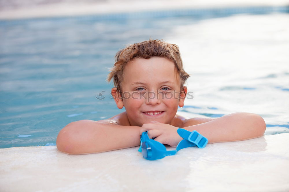 Image, Stock Photo Funny blond boy in the pool