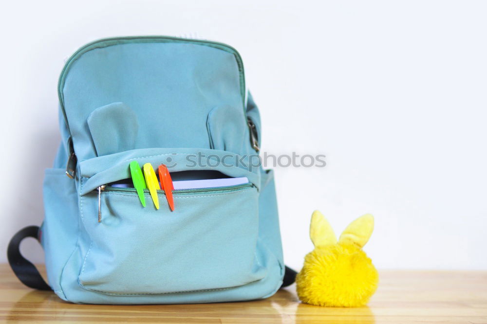 Backpack and school supplies: notepad, pencil