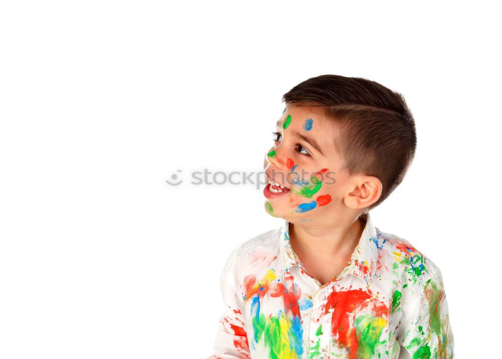 Similar – Image, Stock Photo boy with painted face and T-shirt painting