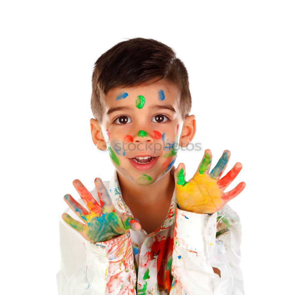 Similar – Image, Stock Photo boy with painted face and T-shirt painting