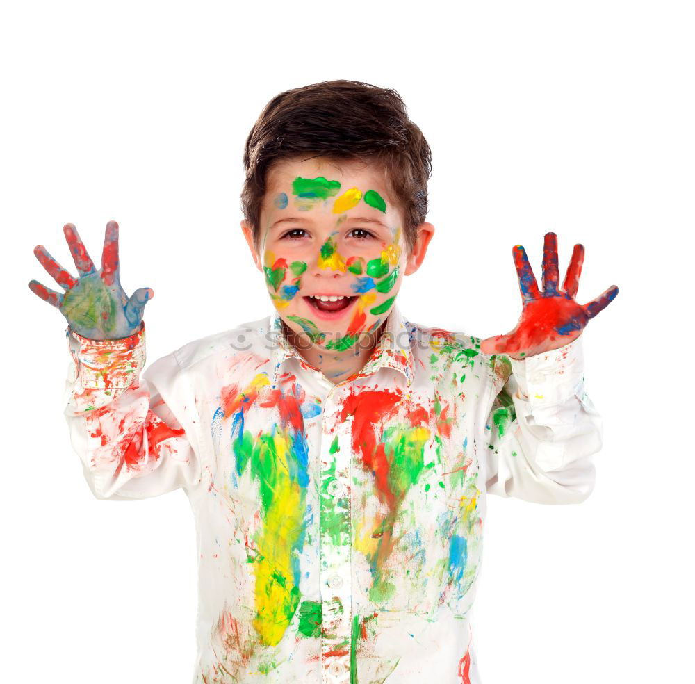 Similar – Image, Stock Photo boy with painted face and T-shirt painting