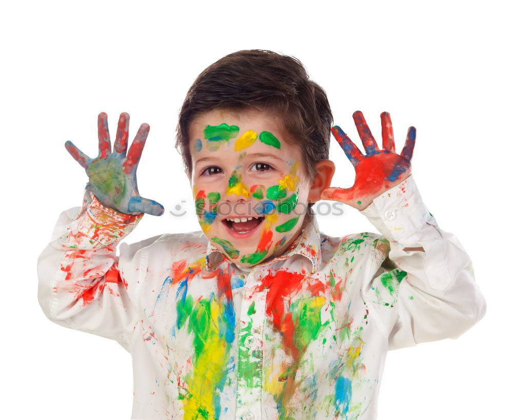 Similar – Image, Stock Photo boy with painted face and T-shirt painting