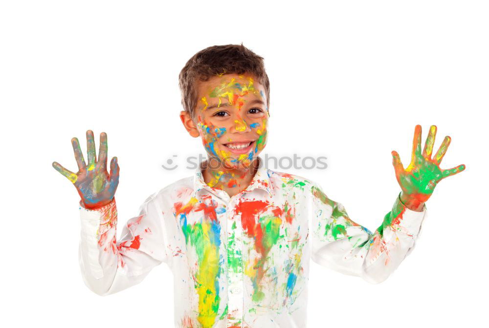Similar – Image, Stock Photo boy with painted face and T-shirt painting